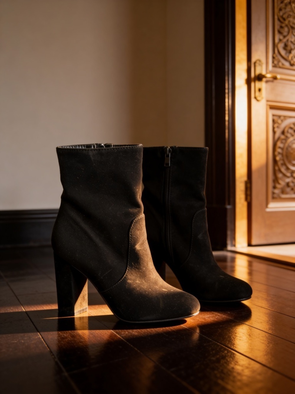 Windsor Black Suede Ankle Booties